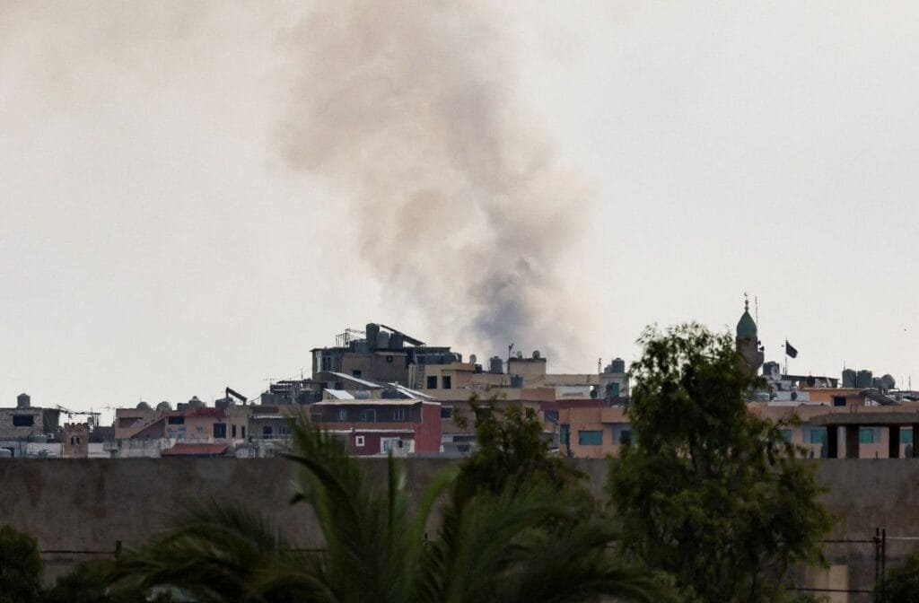 Smoke billows amid the ongoing hostilities between Hezbollah and Israeli forces, as seen from Tyre, southern Lebanon, October 7, 2024. (Reuters/Aziz Taher)