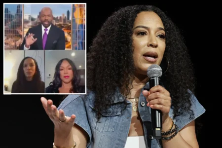 Angela Rye speaking at the 2024 ESSENCE Festival Of Culture presented by Coca Cola at Ernest N Morial Convention Center on July 7 2024