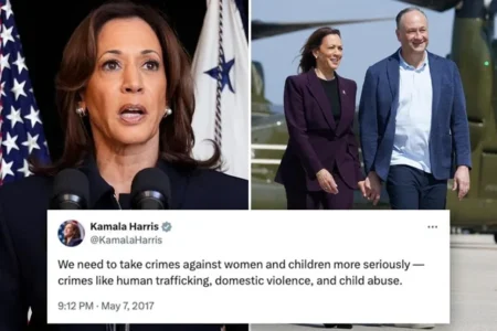 Critics have seized on Kamala Harris condemnations of domestic abuse and sexual assault in response to a report of her husband allegedly forcefully slapping an ex girlfriend