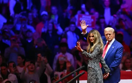 Donald and Melania Trump at the rally