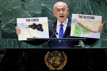 Israeli Prime Minister Benjamin Netanyahu outlines Irans threat at the UN General Assembly last month