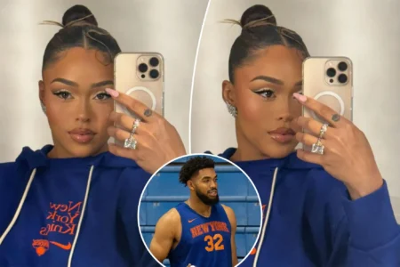 Jordyn Woods showed off a massive diamond ring in new photos after her boyfriend Karl Anthony Towns was traded to the Knicks