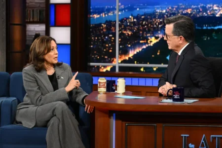 Kamala Harris was ripped on social media for unveiling what critics claimed was a Jamaican tone during her sit down on CBS The Late Show with Stephen Colbert Tuesday night