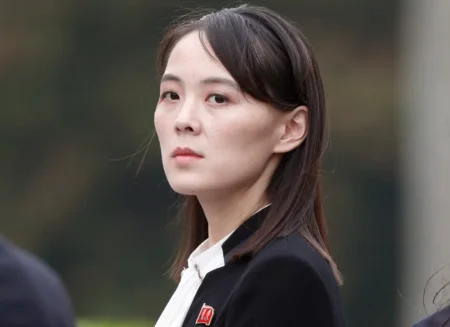 Kim Yo Jong the sister of North Korean leader Kim Jong Un at a wreath laying ceremony in Vietnam on March 2 2019