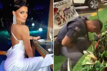 The police officer was left in agony at the scene in Campinas Brazil last July