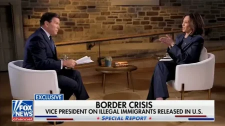 Fox News chief political anchor Bret Baier questions Vice President Kamala Harris on how she will be different from President Biden during an exclusive Special Report interview. (Fox News Channel)