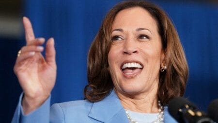 US Vice President Kamala Harris is in pole position to takeover from Joe Biden if he were to stand aside (Photo: Kevin Lamarque/Reuters)