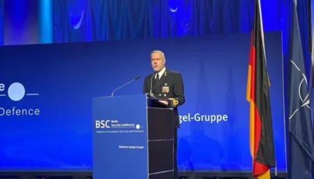 Admiral Rob Bauer delivered the sobering remarks in Berlin