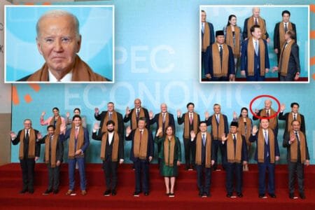 Chinese President Xi Jinping was given a prime spot front and center second from left