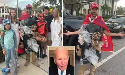 Donald Trump Jr dressed as a pile of garbage this Halloween