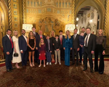 Elon Musk joined President elect Donald Trump and his family for a victory squad photo in the wake of his election win but Melania was noticeably missing