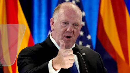 Former Acting Director of Immigration and Customs Enforcement Thomas Homan speaks on the third day of the Republican National Convention in August