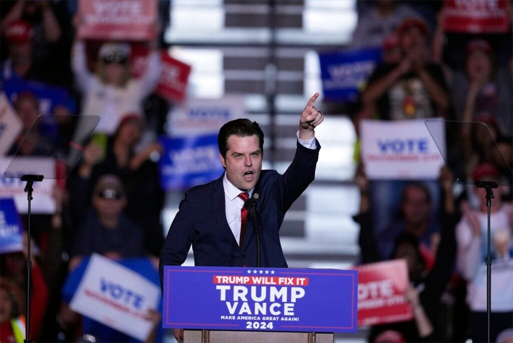 Matt Gaetz pictured at Julys Republican National Convention has been tapped by president elect Donald Trump to serve as US attorney general