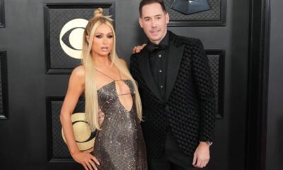 Paris Hilton and Carter Reum at the Grammy Awards on Feb 5 2023 in Los Angeles