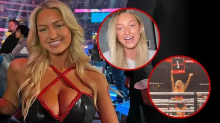 Sydney Thomas the ring girl who went viral during the Jake Paul Mike Tyson fight celebrated reaching one million followers on TikTok
