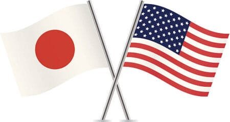 American and Japanese flags Vector illustration