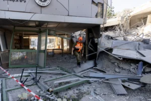 An Israeli school damaged by a Houthi missile in Ramat Gan on December 19 in the altest spate of attacks Getty Images