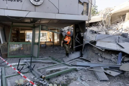 An Israeli school damaged by a Houthi missile in Ramat Gan on December 19 in the altest spate of attacks Getty Images