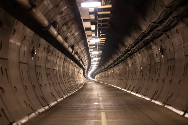 Imagine the Channel Tunnel – just a bit bigger (Picture: AFP)