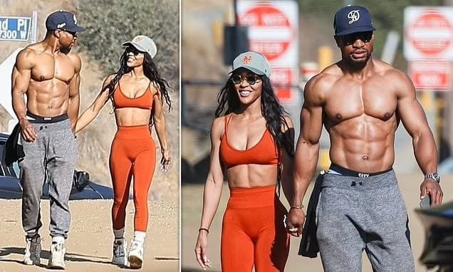 Jonathan Majors and Meagan Good flaunted their fit physiques while hiking Runyon Canyon in Los Angeles Thursday