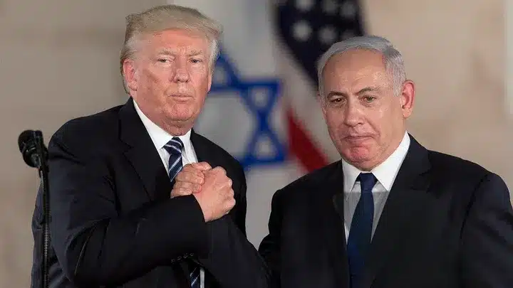 President Trump and Israeli Prime Minister Benjamin Netanyahu shake hands at the Israel Museum in Jerusalem Trump has promised hell to pay if hostages being held by Hamas are not released prior to when he takes office on Jan 20 APSebastian Scheiner