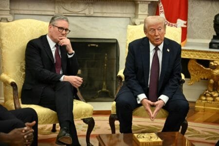 United Kingdom Prime Minister Keir Starmer will reportedly discuss President Trump’s tariffs on Sunday.AFP via Getty Images