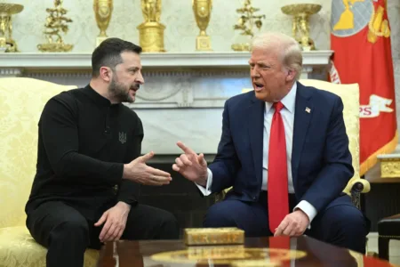 Trump and Ukraine’s President Volodymyr Zelensky meet in the Oval Office of the White House.AFP via Getty Images