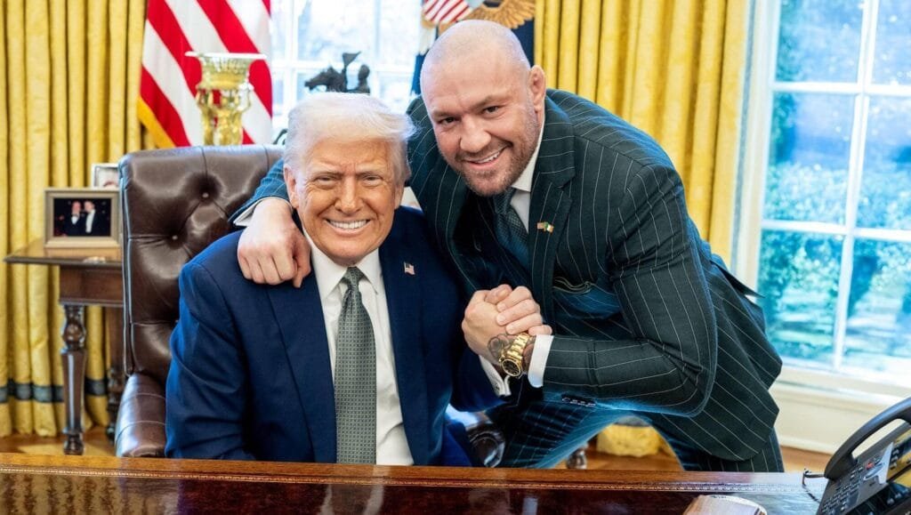 US president Donald Trump Conor McGregor in the Oval Office of the White House on Monday. Picture: X/@POTUS