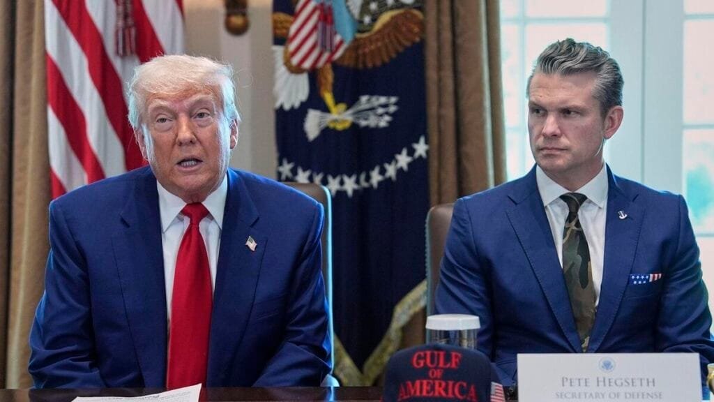 President Donald Trump alongside Secretary of Defense Pete Hegseth during a cabinet meeting at the White House. Pentagon File picture: Evan Vucci/AP