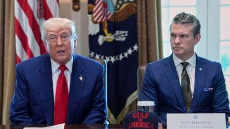President Donald Trump alongside Secretary of Defense Pete Hegseth during a cabinet meeting at the White House. Pentagon File picture: Evan Vucci/AP