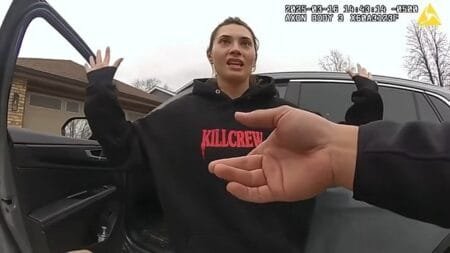 Christina Formella expressed shock at why she was being arrested (Picture: DuPage County State Attorney’s Office)