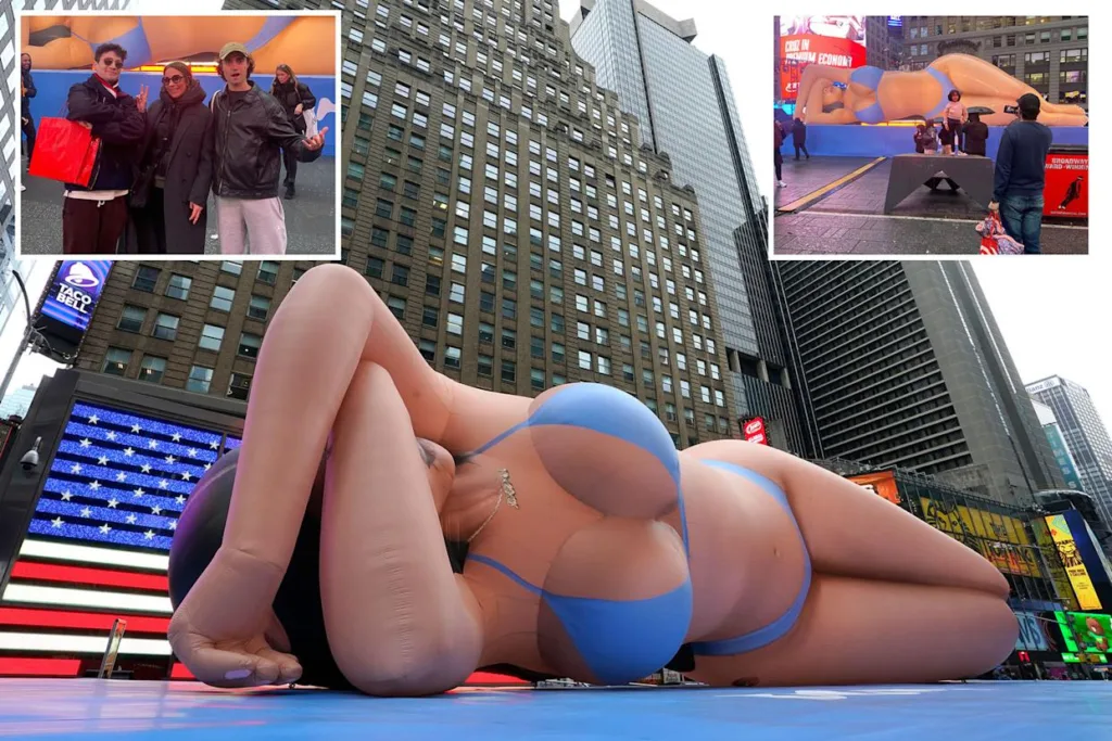 A 60 foot balloon of Kim Kardashian appeared in Times Square this week
