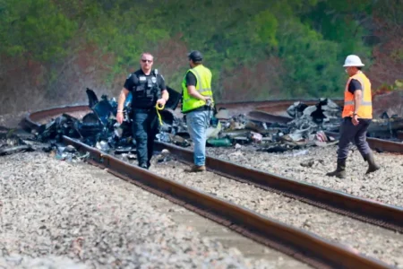 Between four and six people were reportedly on board (Picture: AP)