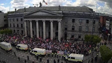 Conor McGregor attends anti immigration protest in Dublin city centre