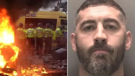 Hundreds gathered at the scene of violent disorder promoted by Andrew McIntyre (Picture: Merseyside Police/Getty)