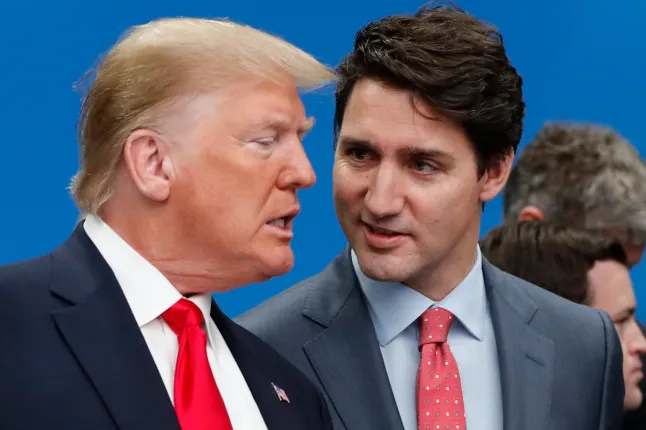 President Donald Trump (left) and Canadian Prime Minister Justin Trudeau (right) have sparred recently amid the trade war (Picture: AP)