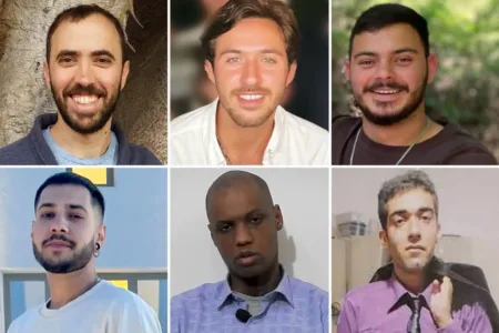 ROW 1 Israeli hostages Tal Shoham Omer Shem Tov Omer Wenkert
