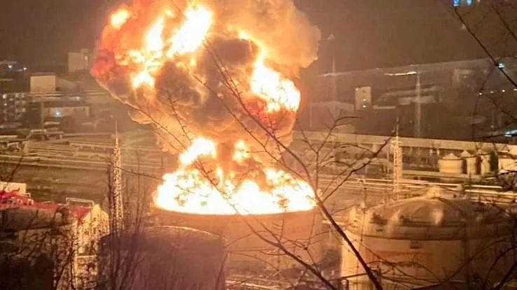 The Tuapse oil refinery was directly hit (Picture: X)