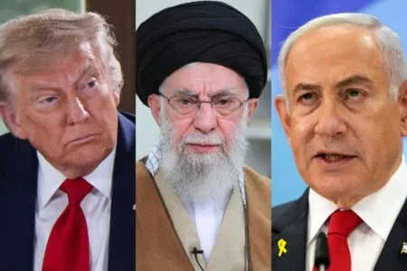(From left to right) US president Donald Trump, Supreme leader of Iran Ayatollah Ali Hosseini Khamenei and Israeli Prime Minister Benjamin Netanyahu.