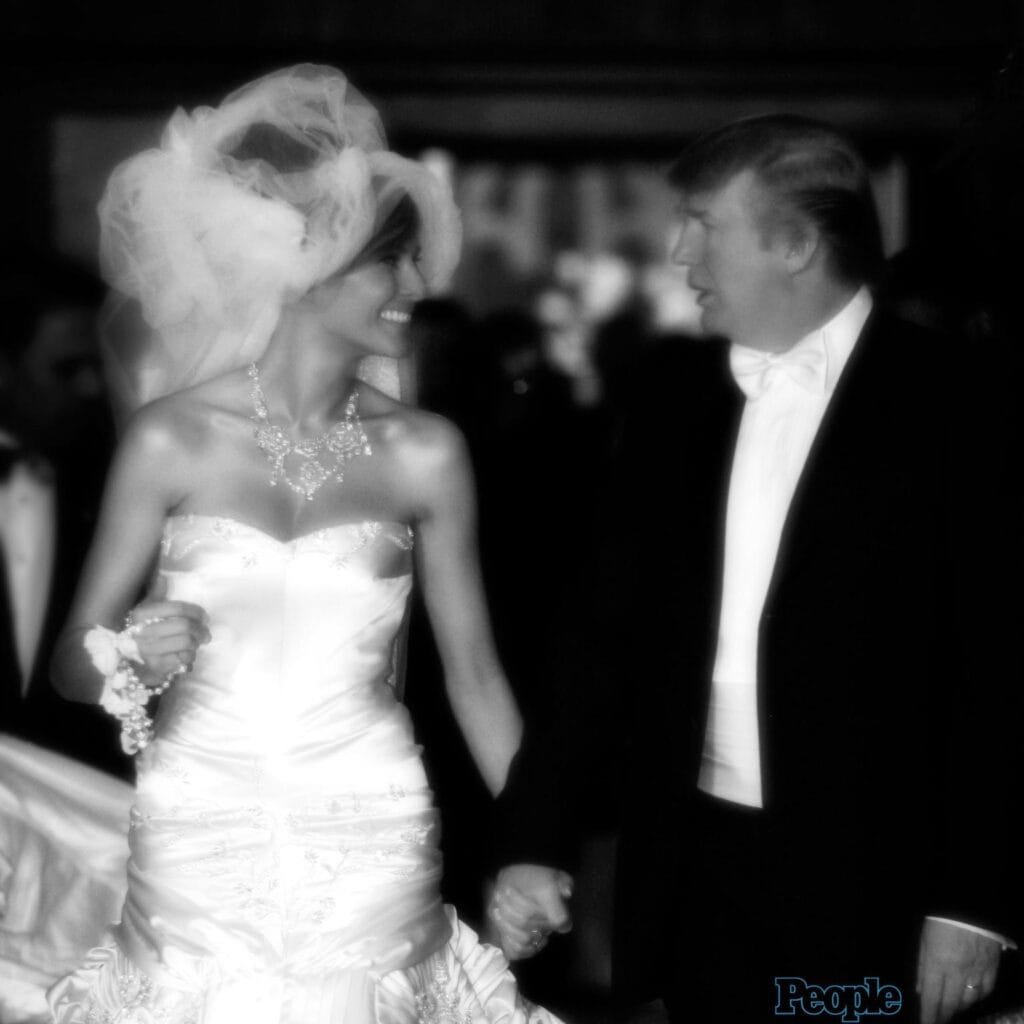 The iconic gown — which Melania selected in Paris with the help of none other than Anna Wintour herself — boasts a fitted bodice and mermaid skirt.
AP