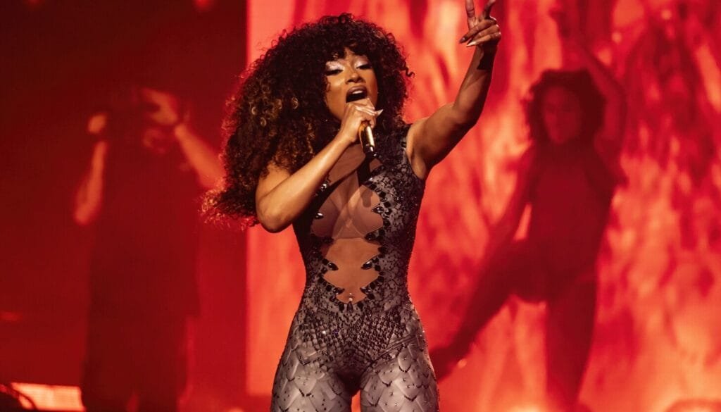 Megan Thee Stallion performs Friday night at the United Center.  Ashlee Rezin/Sun-Times