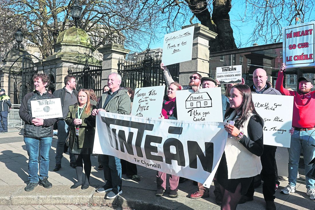 TINTEÁN Brings Gaeltacht Housing Crisis to Leinster House as Campaigners Warn Irish Language Is Under Threat Members of TINTEÁN Tír Chonaill protesting at the gates of Leinster House in Dublin.