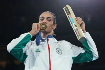 Khelif won gold in Paris last summer (Picture: Richard Pelham/Getty Images)