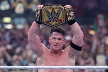 John won the WWE championship for the seventeenth time (Picture: Ethan Miller/Getty Images)