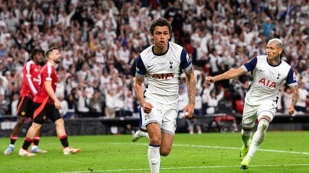 Tottenham: Johnson's first-half goal clinched the Europa League for SpursCredit: Getty