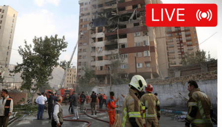 A damaged building in the Iranian capital, Tehran, following an Israeli attack, 13 June 2025. [Fatemeh Bahrami/Anadolu via Getty Images]