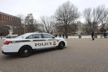 A US Secret Service vehicle sits in front of the White House on Jan. 10, 2023.Anadolu Agency via Getty Images