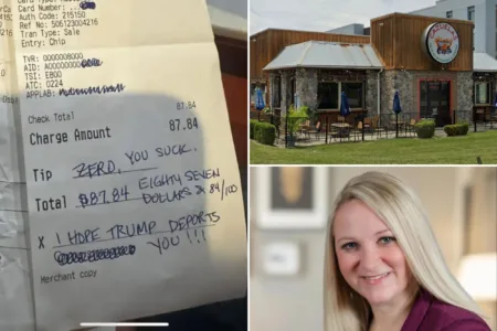 Lovins, who claimed her credit card was stolen, was fired after CCTV footage proved she was the one who wrote the note.Facebook