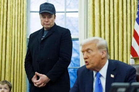 Elon Musk and Donald Trump: (Photo by Andrew Harnik/Getty Images)