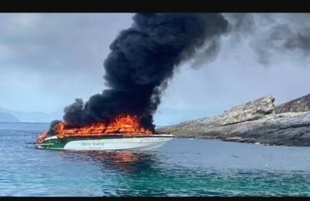 More than 30 people were aboard the speedboat when it exploded (Image: EAST2WEST)